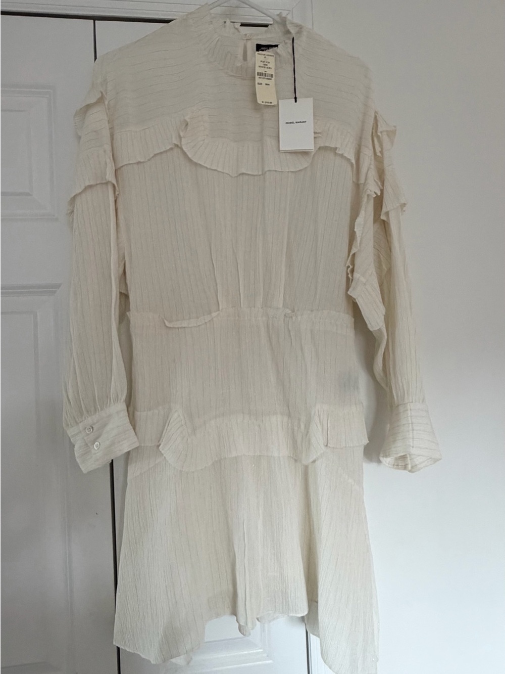 Isabel Marant Ivory Ruffled Long-Sleeve Dress